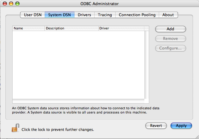 ODBC Administrator Main
              Panel _CAO