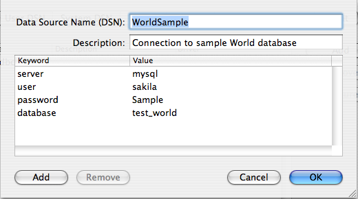 ODBC Administrator Sample
          DSN _CAO